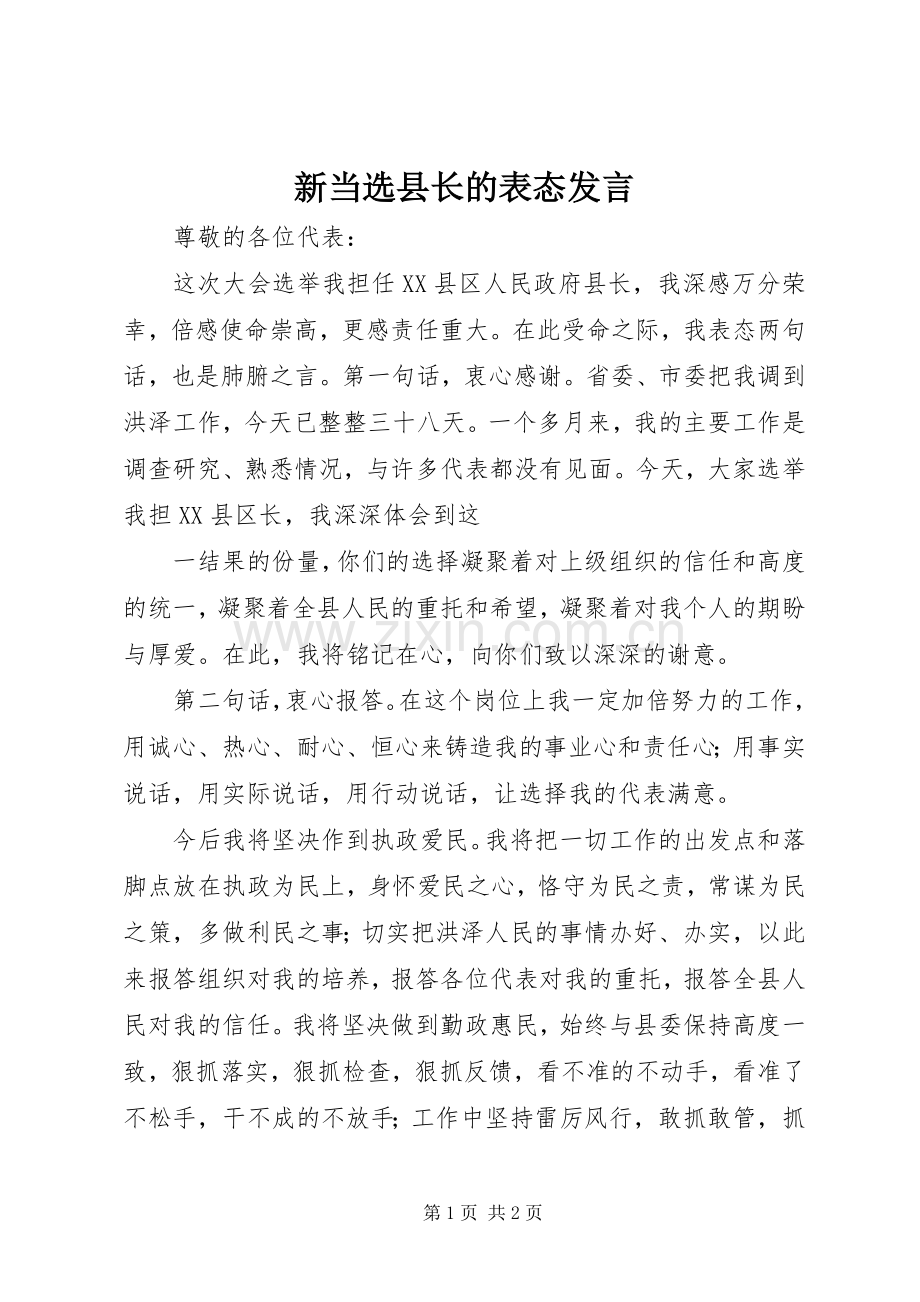 新当选县长的表态发言稿 (2).docx_第1页