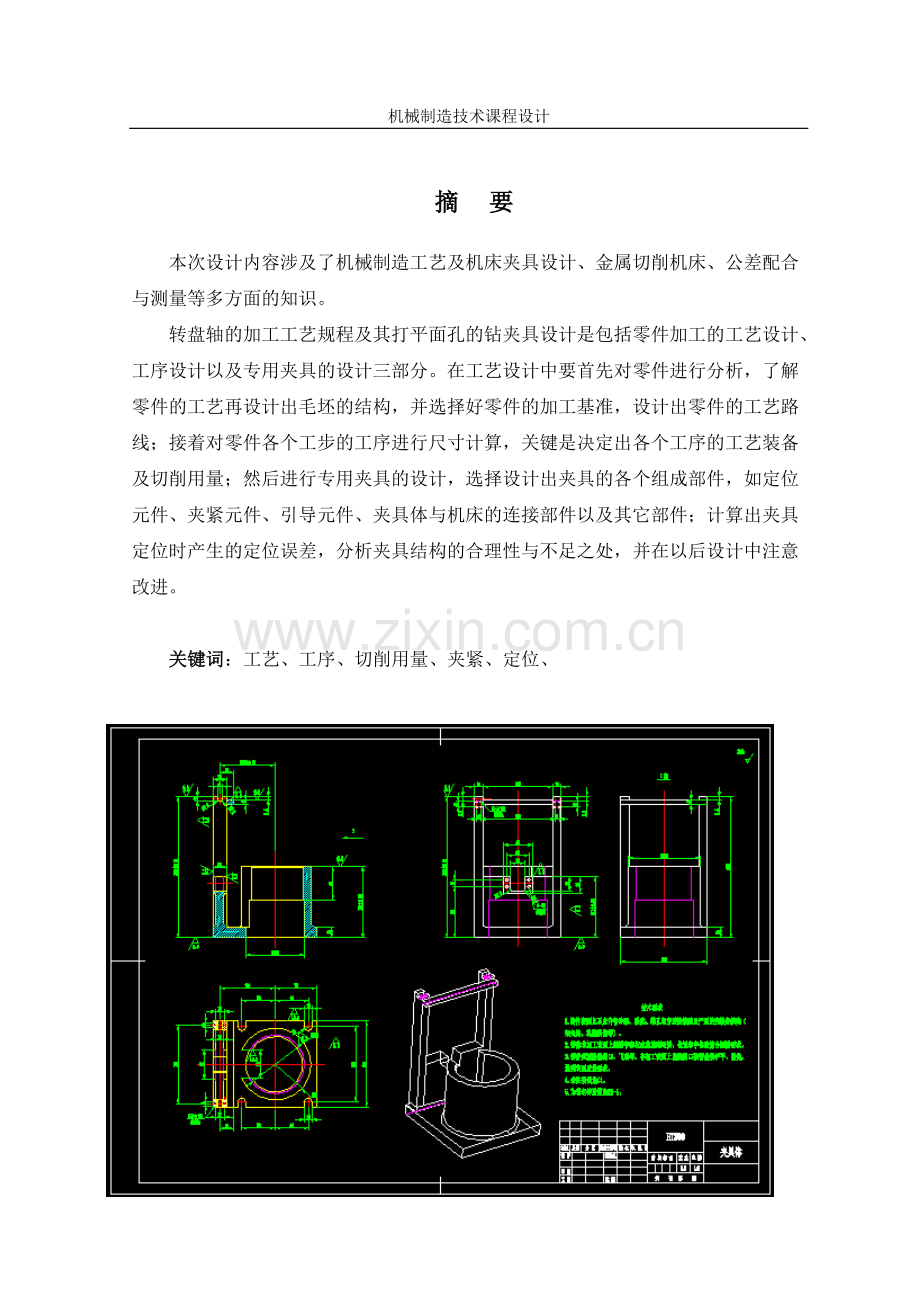 转盘轴的加工工艺规程及其打平面孔的钻夹具设计大学论文.doc_第2页