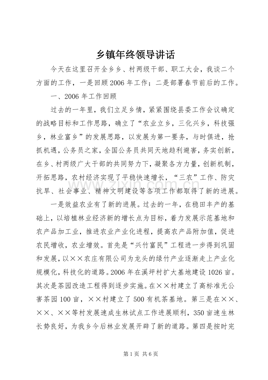 乡镇年终领导讲话.docx_第1页