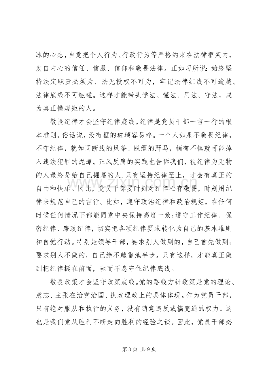 干部关于坚守纪律底线树立清风正气发言.docx_第3页