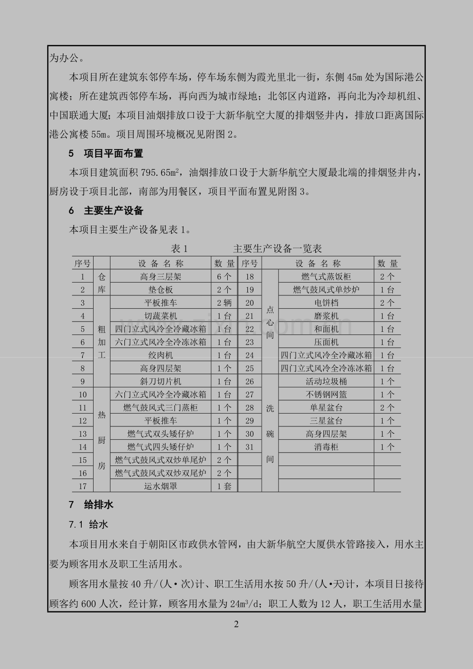 餐饮环境影响报告.doc_第2页