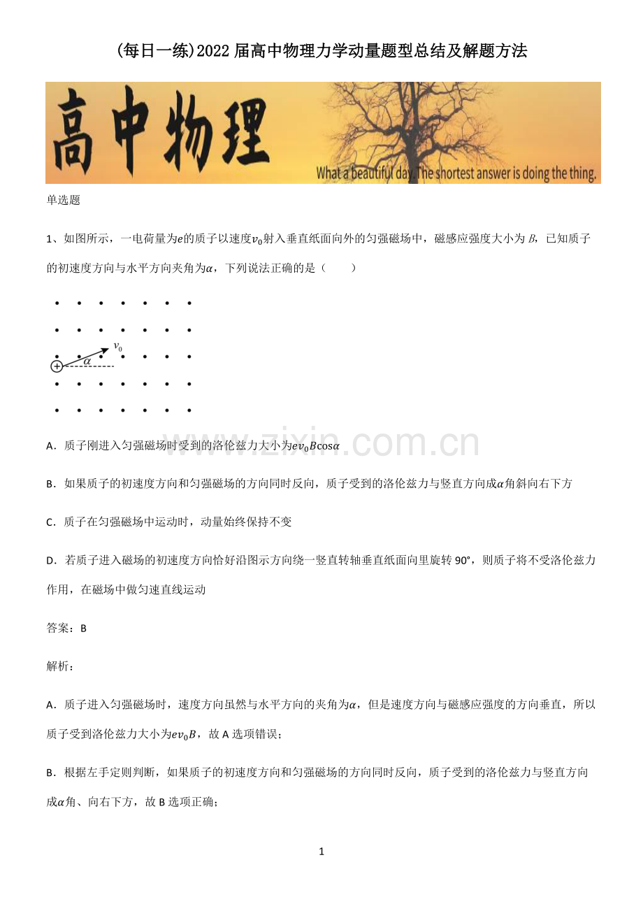 2022届高中物理力学动量题型总结及解题方法.pdf_第1页