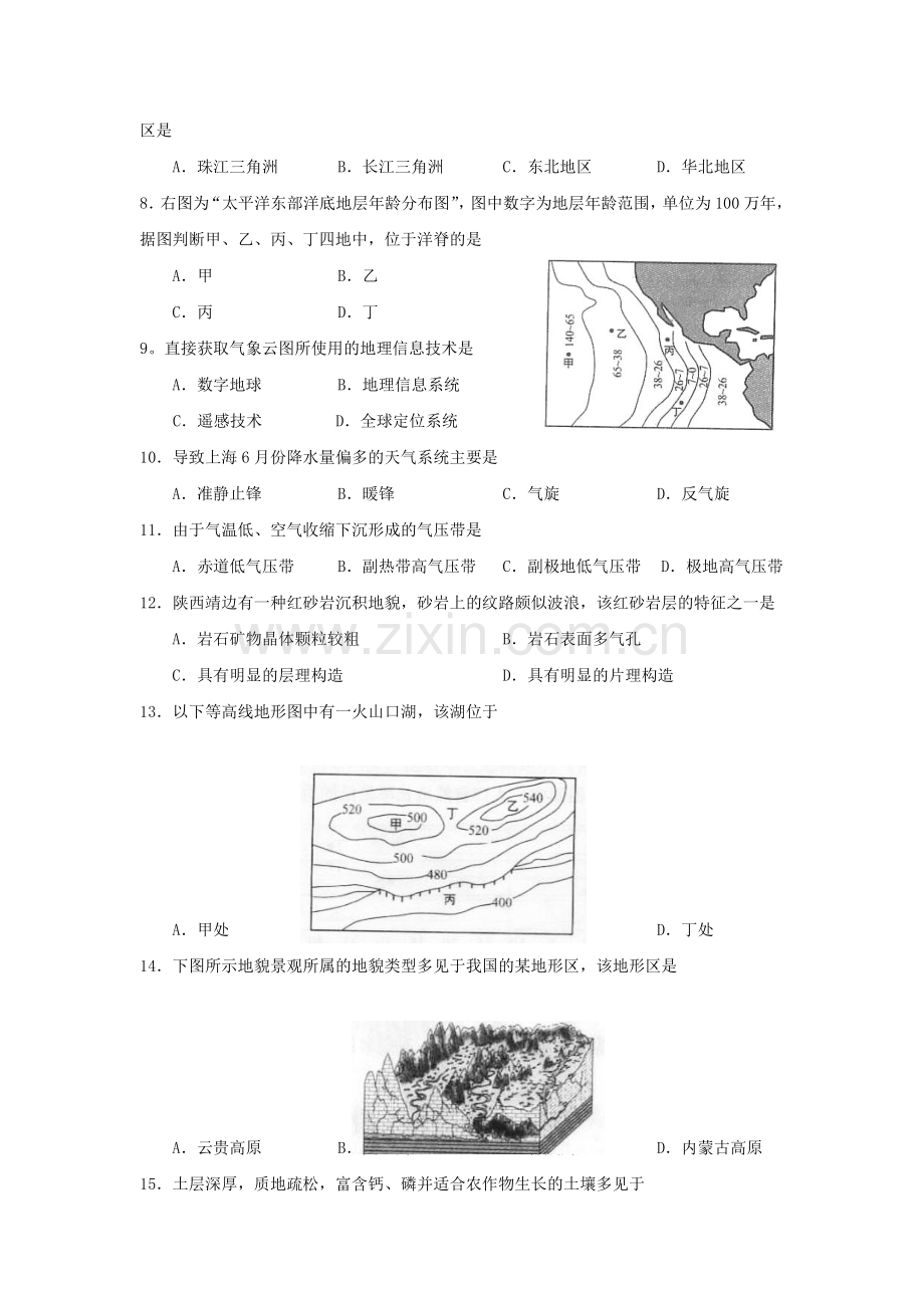 2013年上海市普通高中学业水平考试试卷.doc_第2页