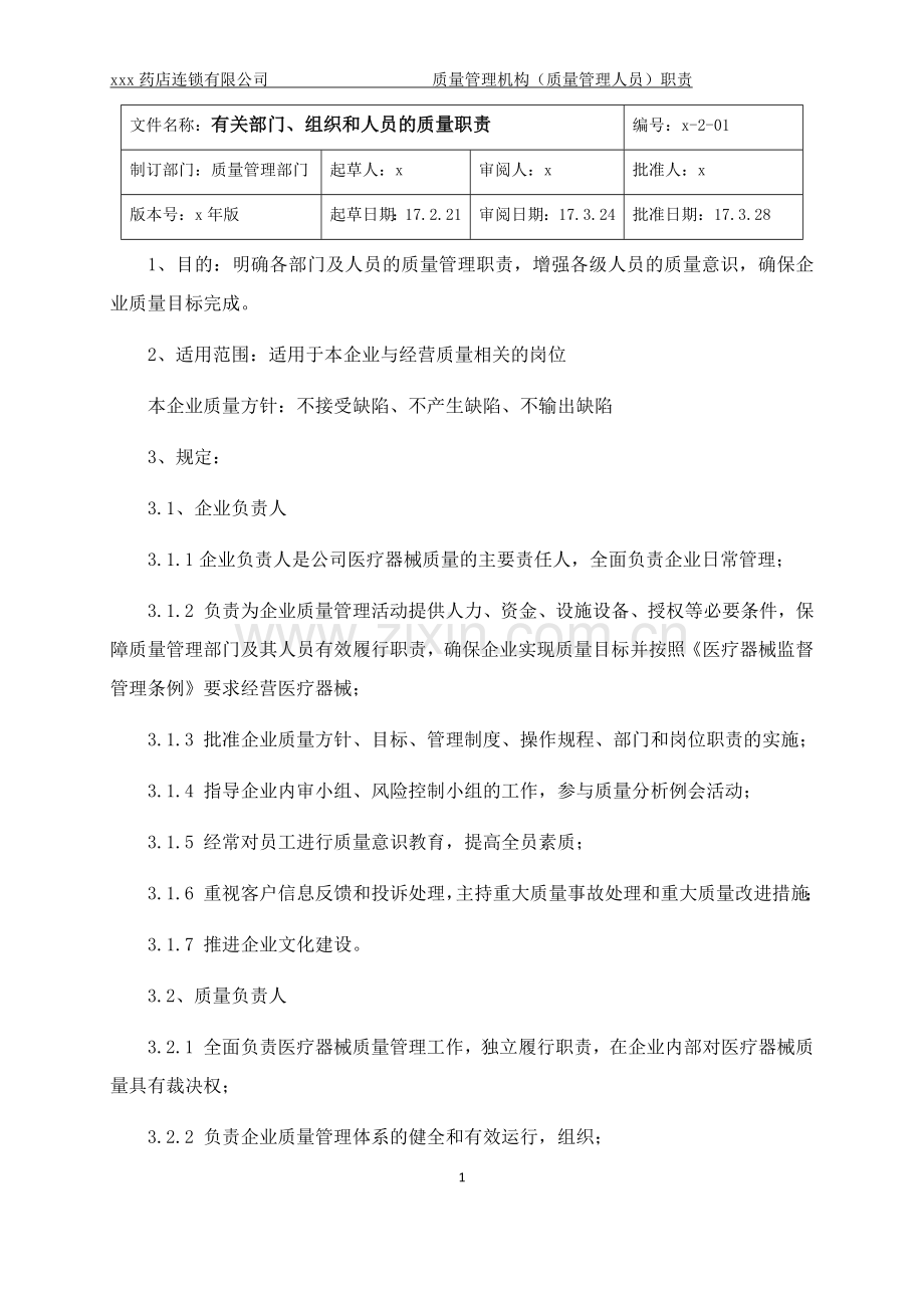 药店连锁有限公司医疗器械经营质量管理制度.docx_第1页