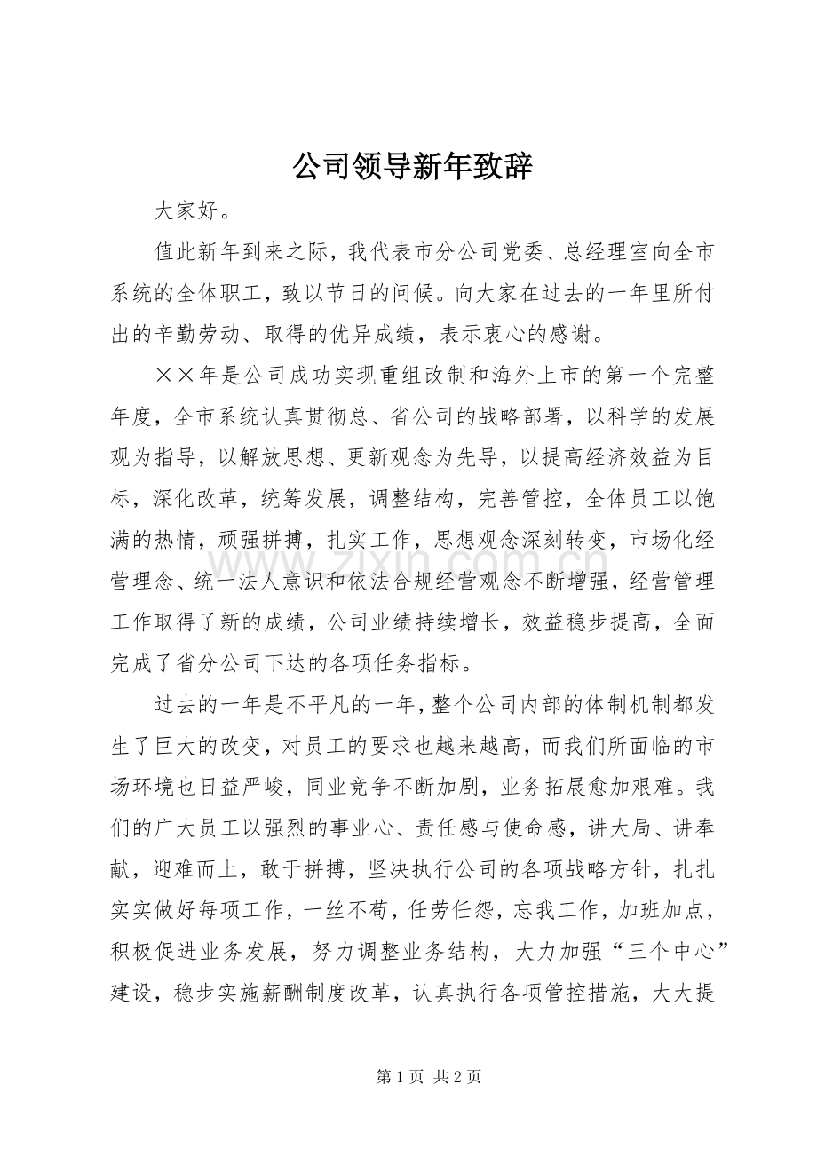 公司领导新年演讲致辞范文.docx_第1页