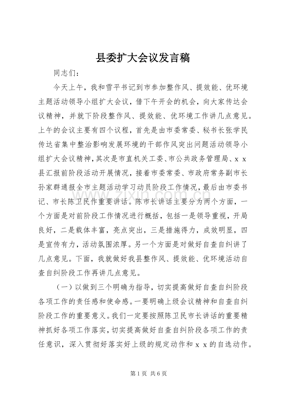 县委扩大会议发言.docx_第1页