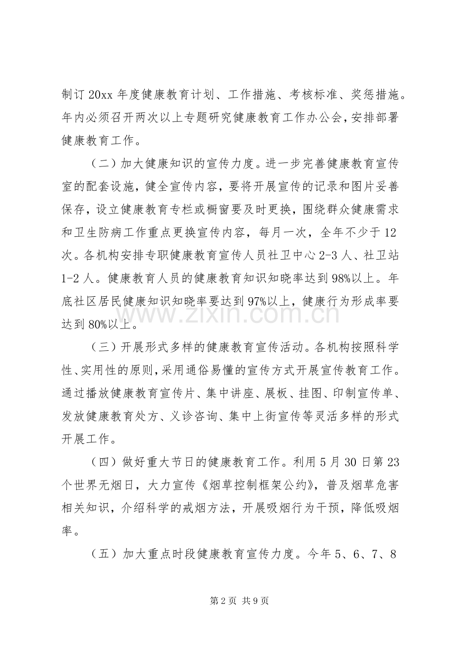 XX年社区健康教育工作实施方案 .docx_第2页