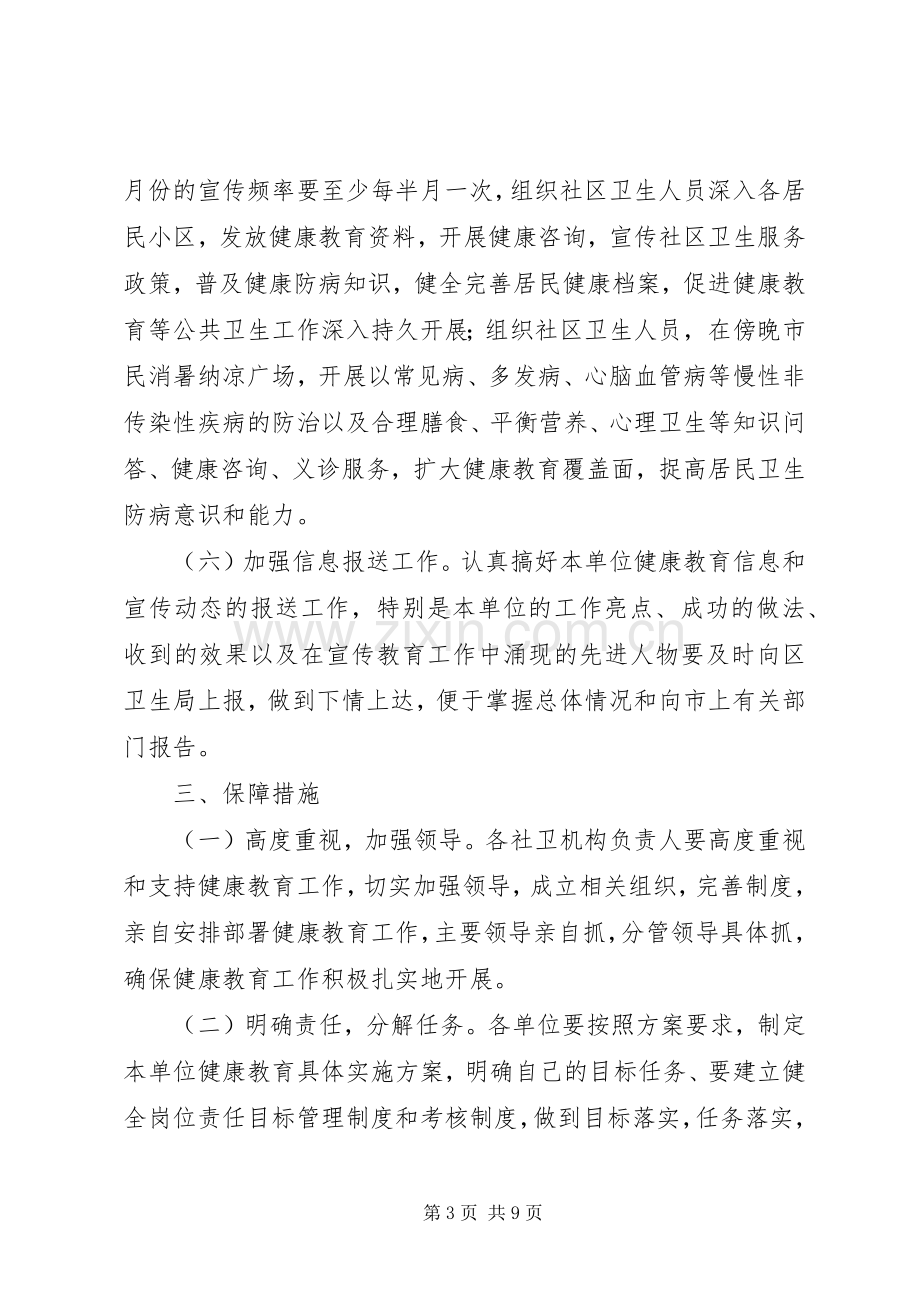 XX年社区健康教育工作实施方案 .docx_第3页