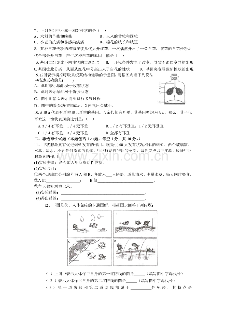 四川省德阳旌阳区2015年“一诊”生物试题.doc_第2页