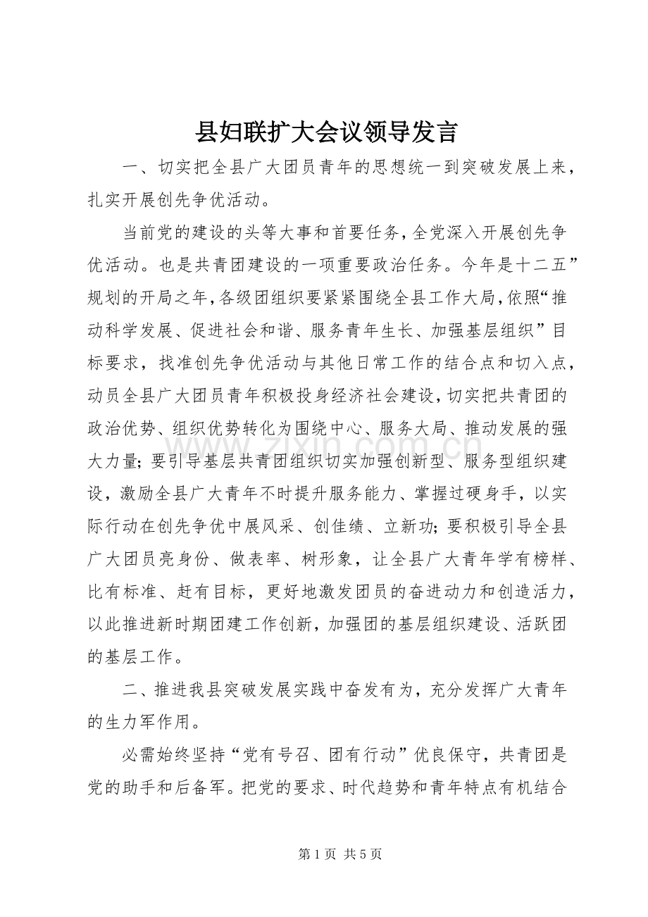 县妇联扩大会议领导发言稿.docx_第1页