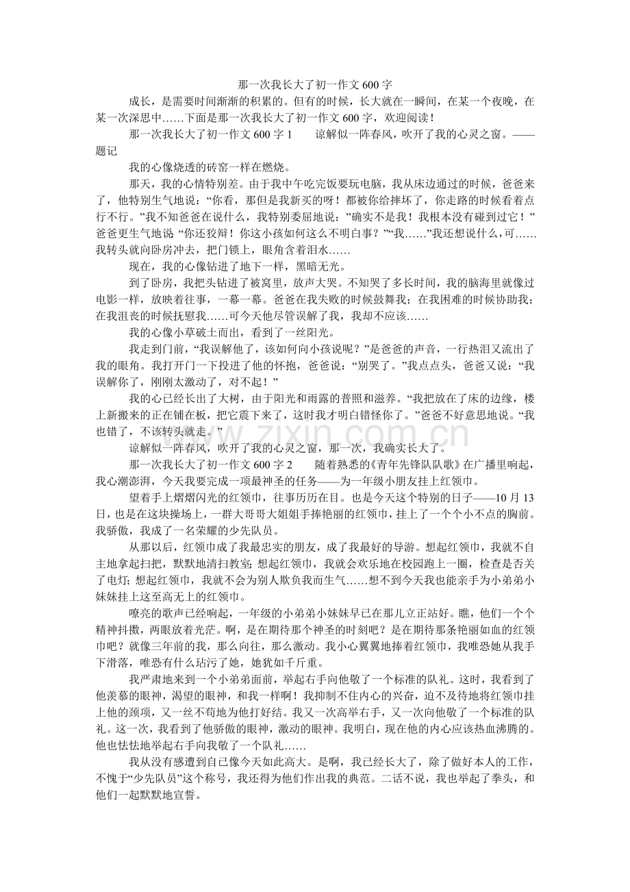 那一次我长大了初一作文600字.doc_第1页