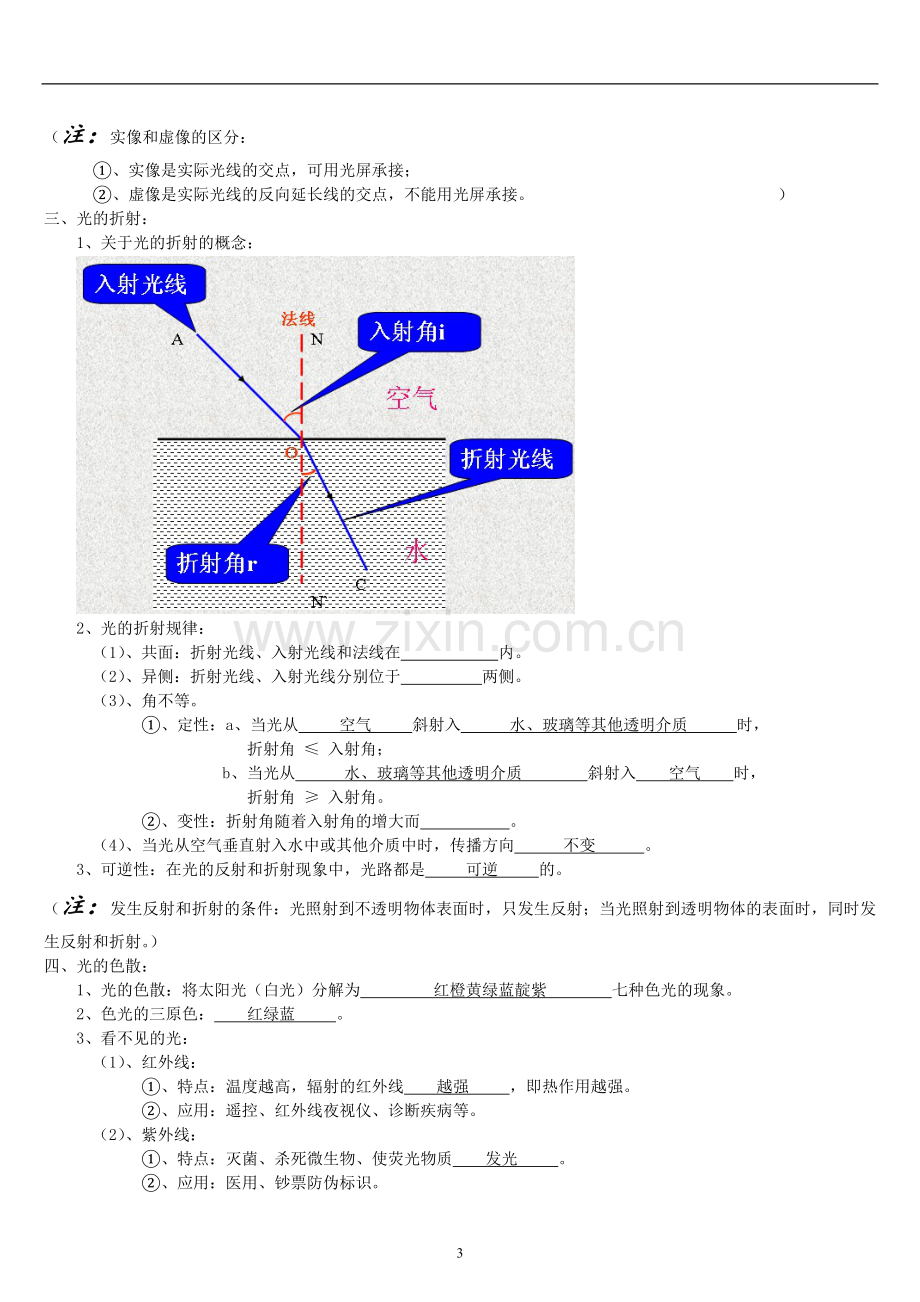 初中物理八年级上册第四章光现象知识点复习教案.doc_第3页