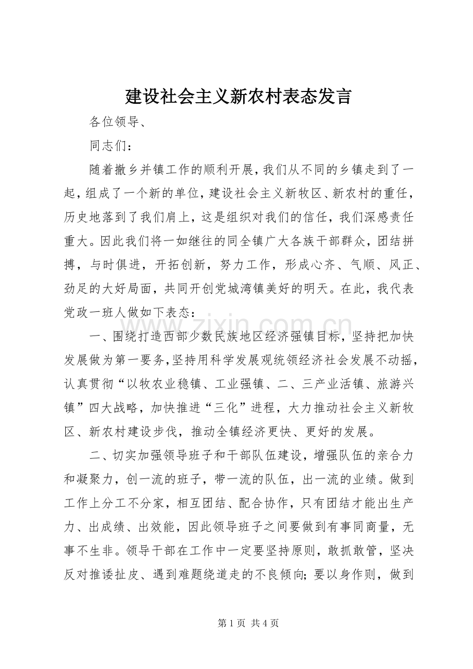 建设社会主义新农村表态发言稿 (3).docx_第1页