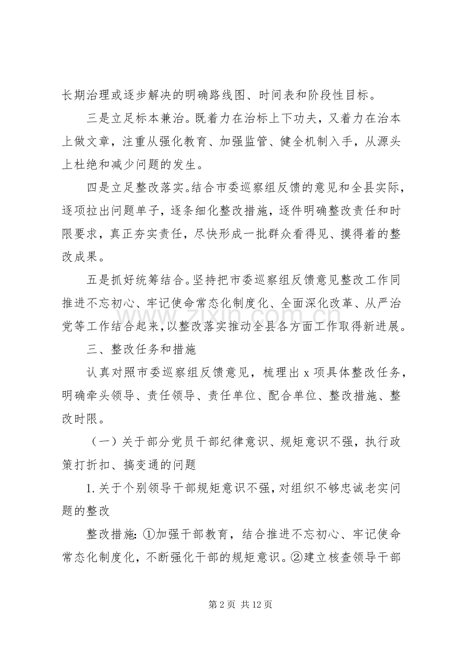 市委巡察反馈意见整改落实实施方案 .docx_第2页