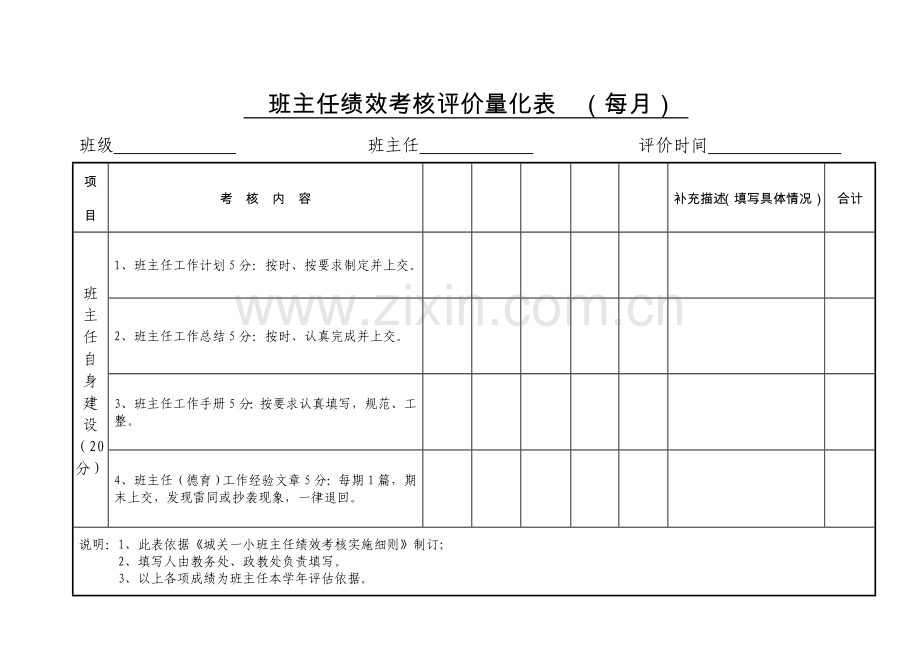 班主任绩效考核评价量化表.doc_第3页