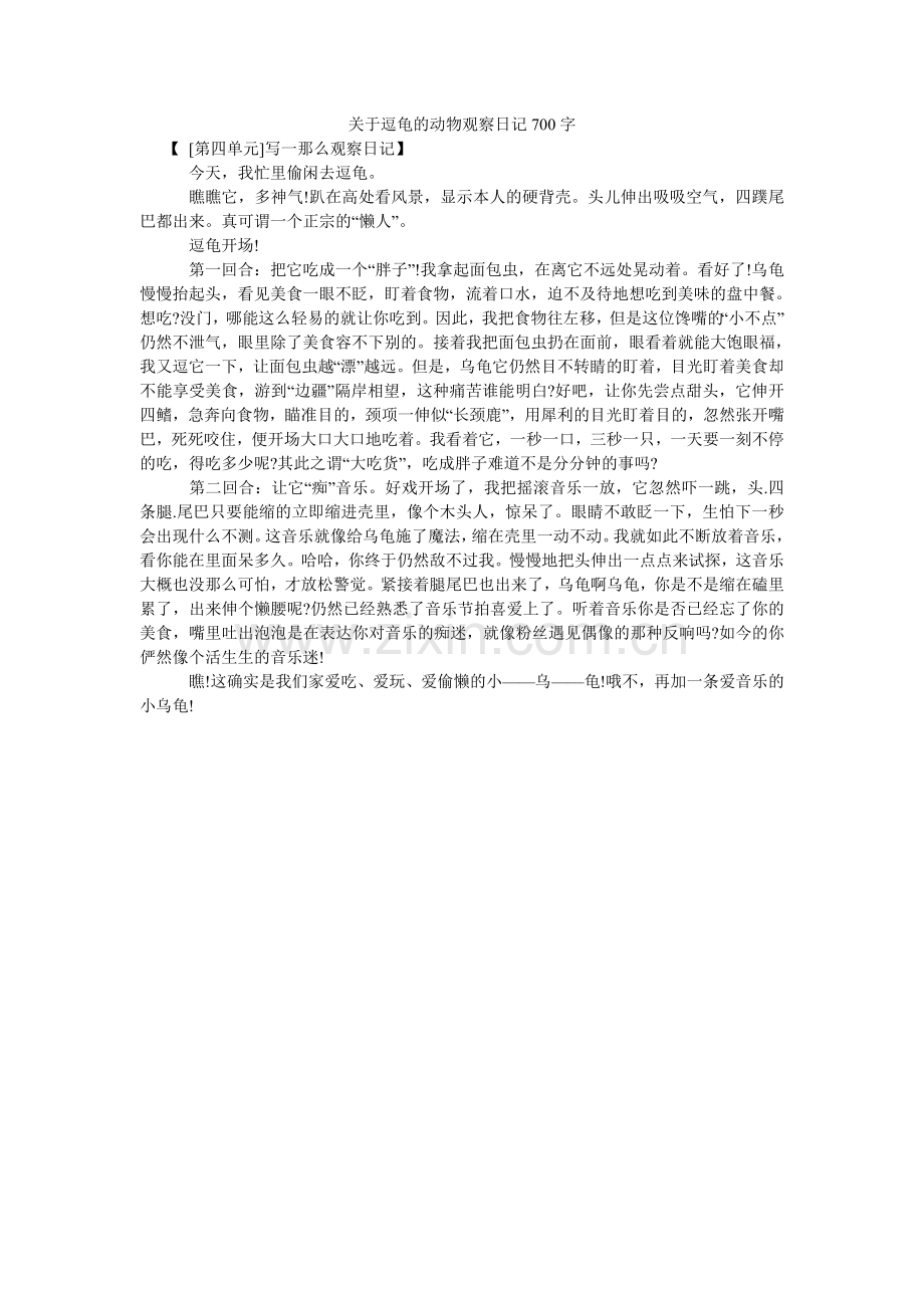 关于逗龟的动物观察日记700字.doc_第1页