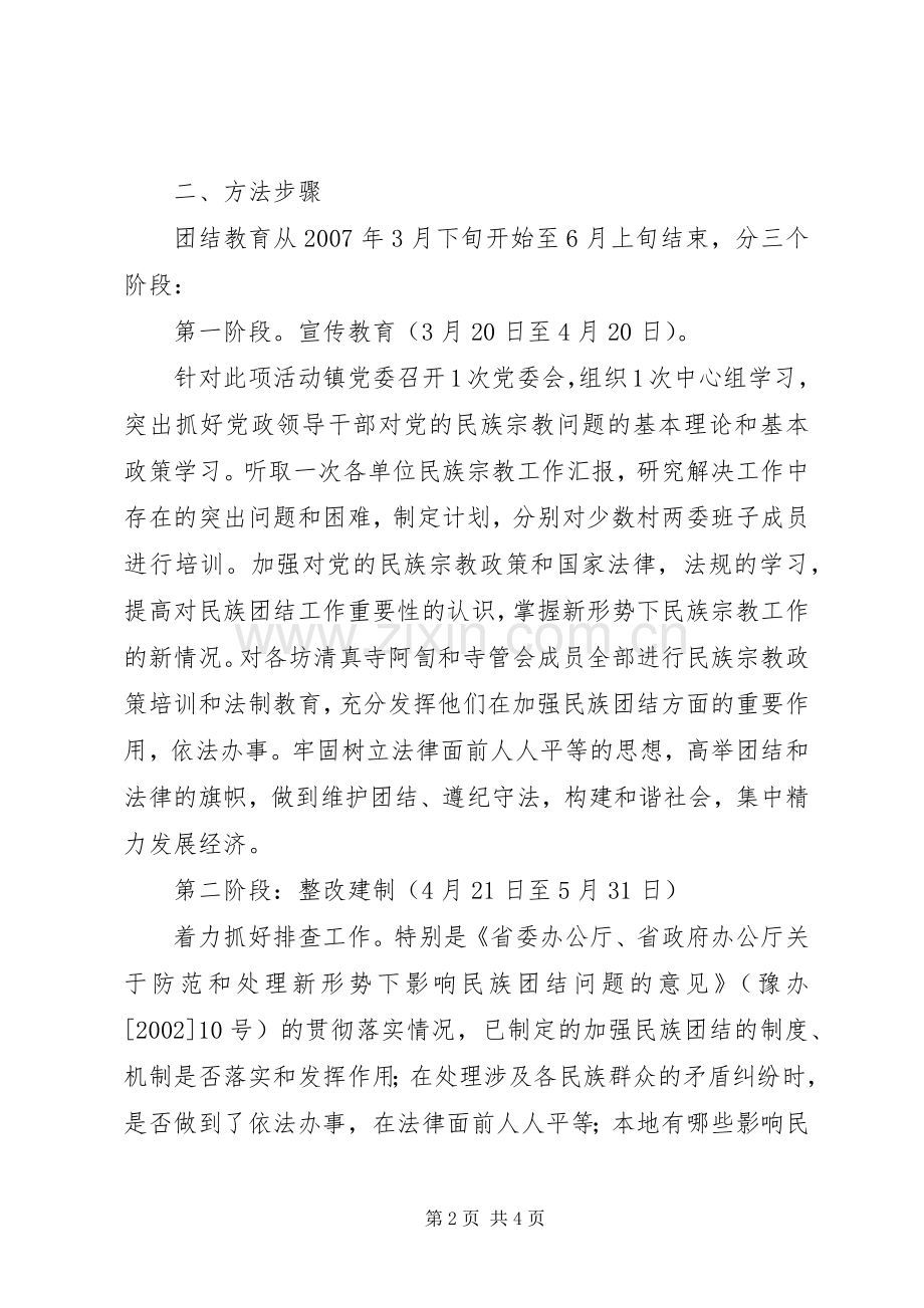 关于在全镇少数民族聚居地区深入开展民族团结进步教育活动的方案 .docx_第2页