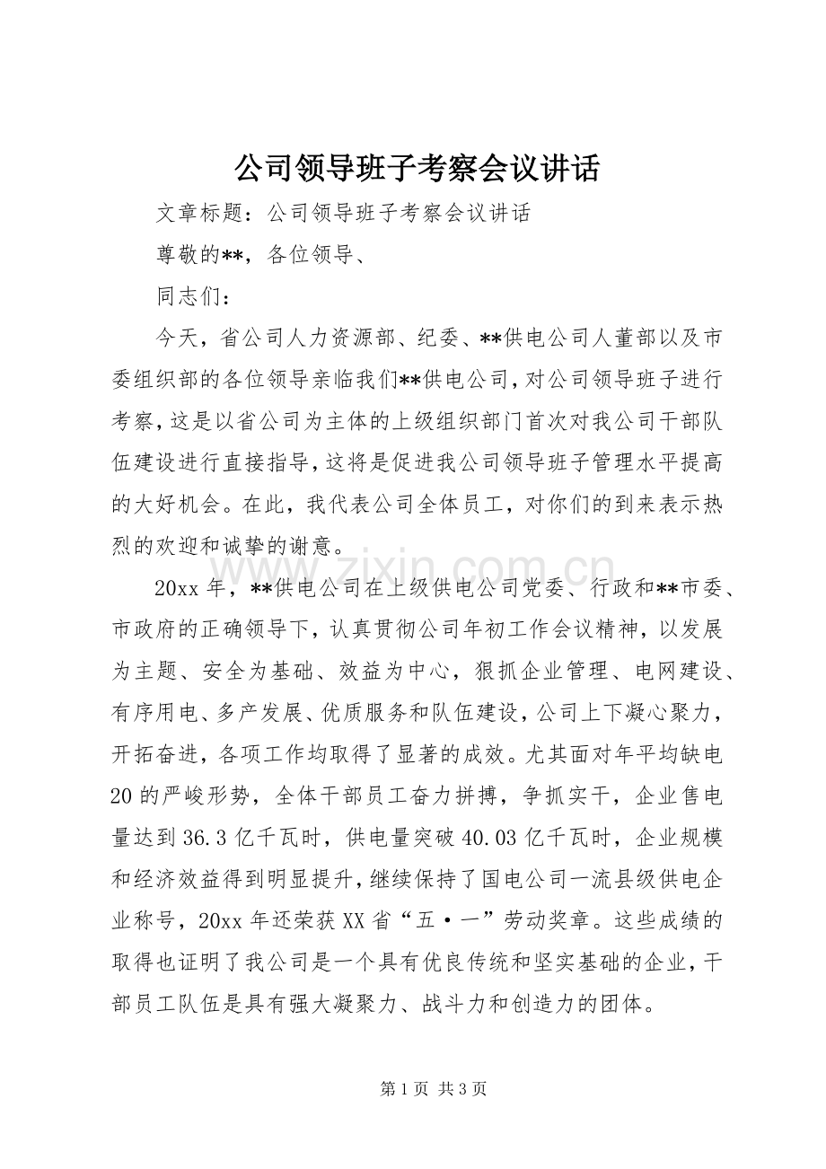 公司领导班子考察会议讲话.docx_第1页