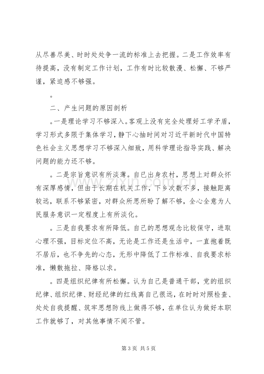 XX年组织生活会个人对照检查发言材料提纲范文.docx_第3页