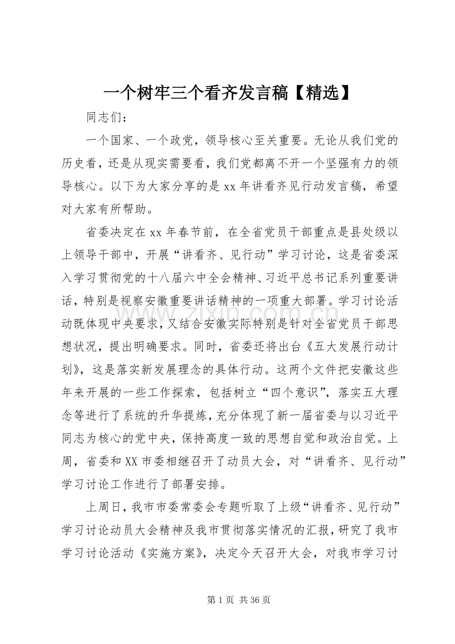 一个树牢三个看齐发言【】.docx_第1页