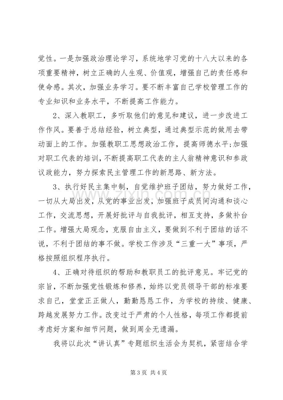 20XX年讲认真专题组织生活会党支部委员开展批评和自我批评记录发言材料致辞(2).docx_第3页