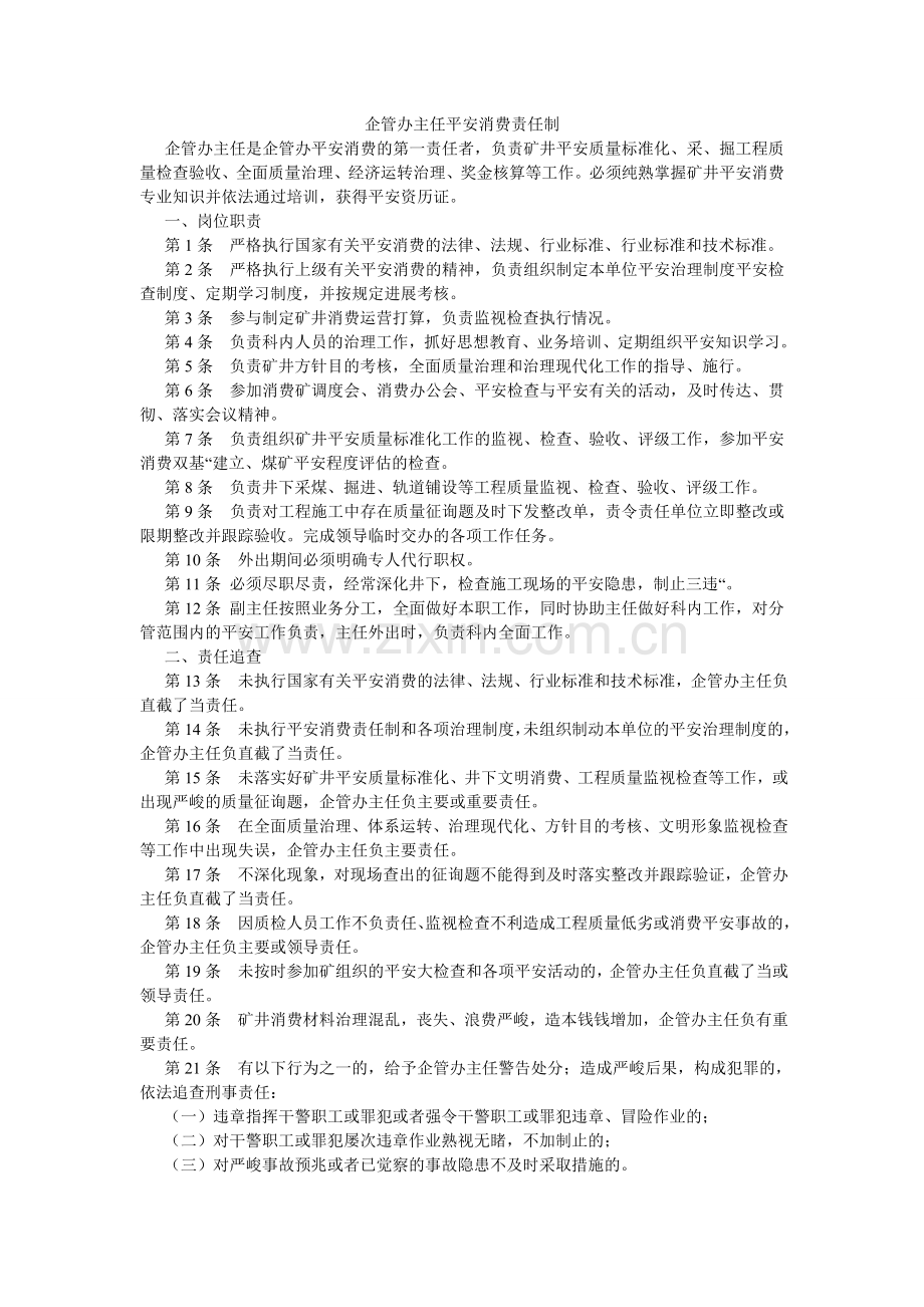 企管办主任安全生产责任制.doc_第1页