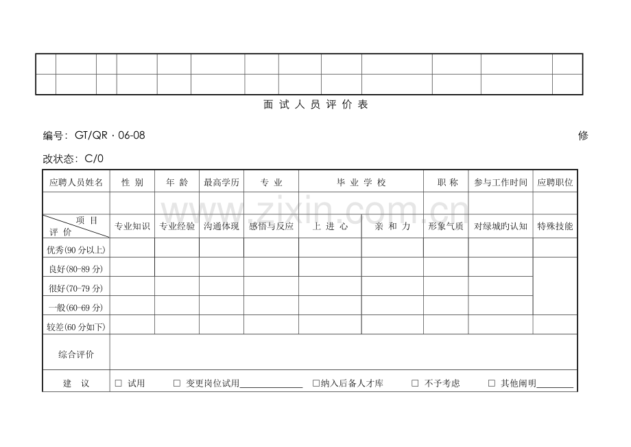 2022年应聘人员汇总表-面试人员评价表.doc_第2页