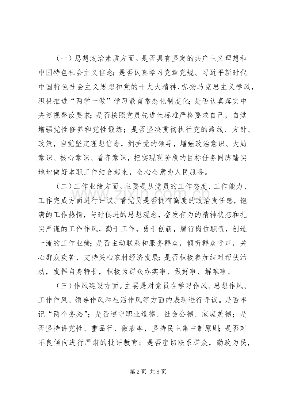 关于开展XX年度民主评议党员工作实施方案 .docx_第2页