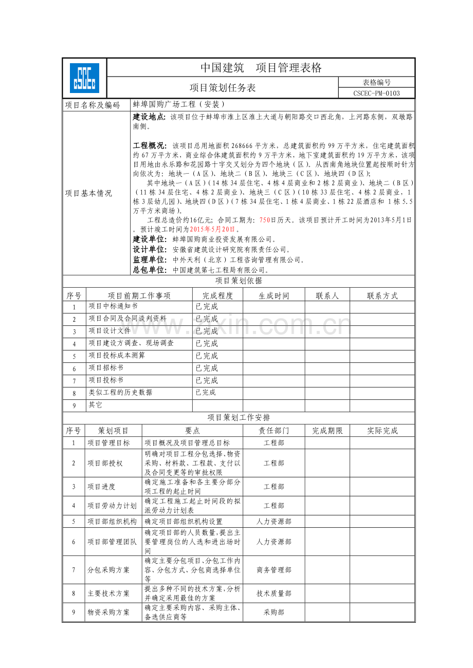 蚌埠国购广场工程项目管理策划书--本科毕业设计论文.doc_第3页