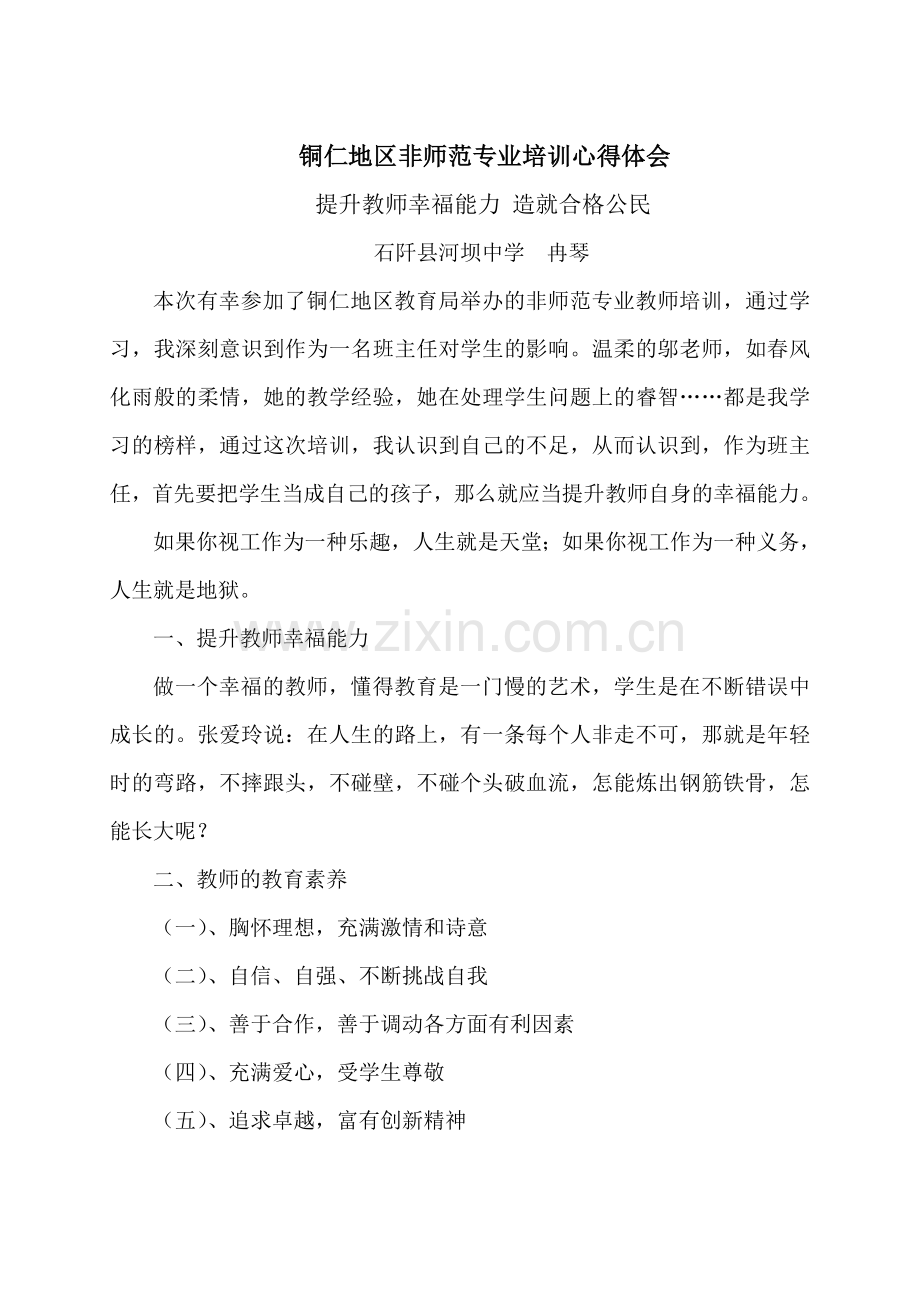 冉琴铜仁培训心得体会文档.doc_第1页