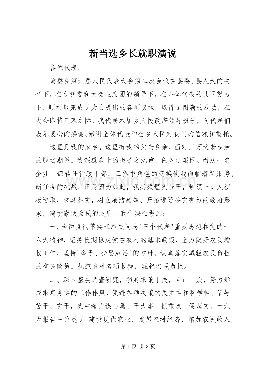 新当选乡长就职演说稿 (3).docx_第1页