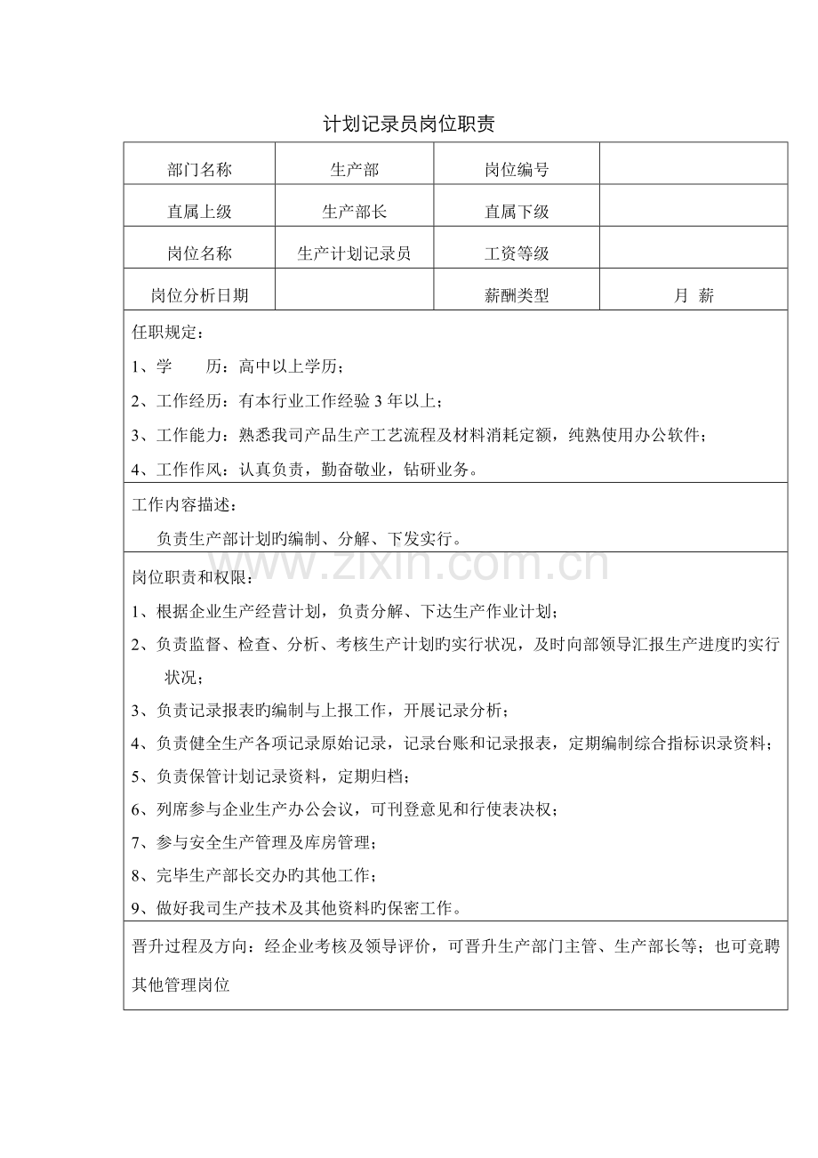 2022年中小企业计划统计员岗位职责.doc_第1页