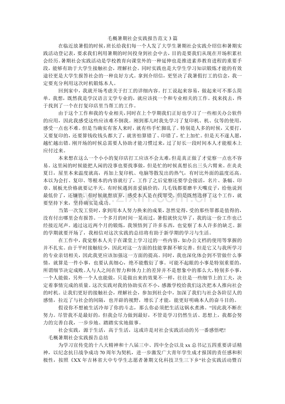 毛概暑期社会实践报告范文3篇.doc_第1页