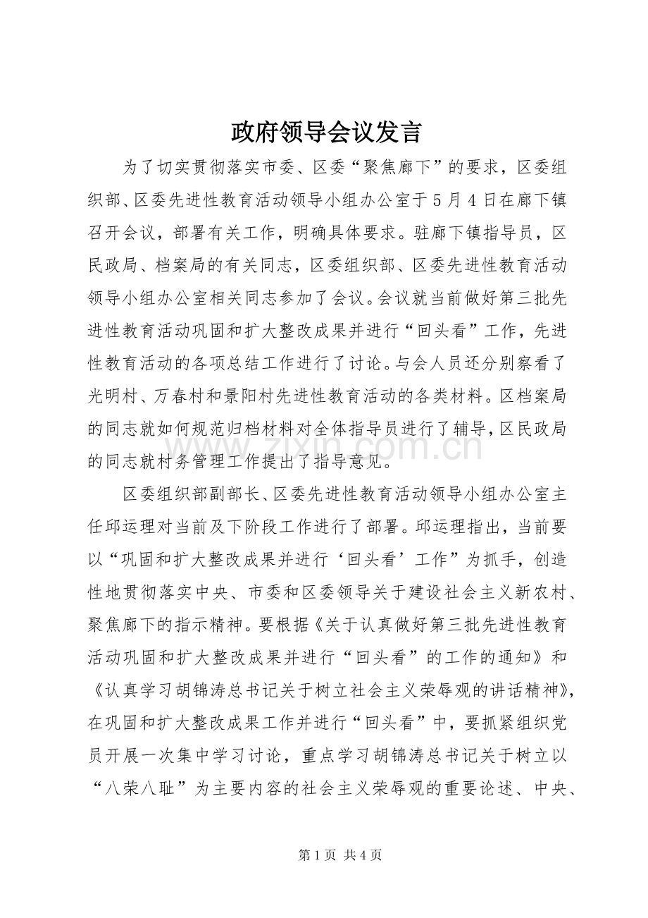 政府领导会议发言稿.docx_第1页