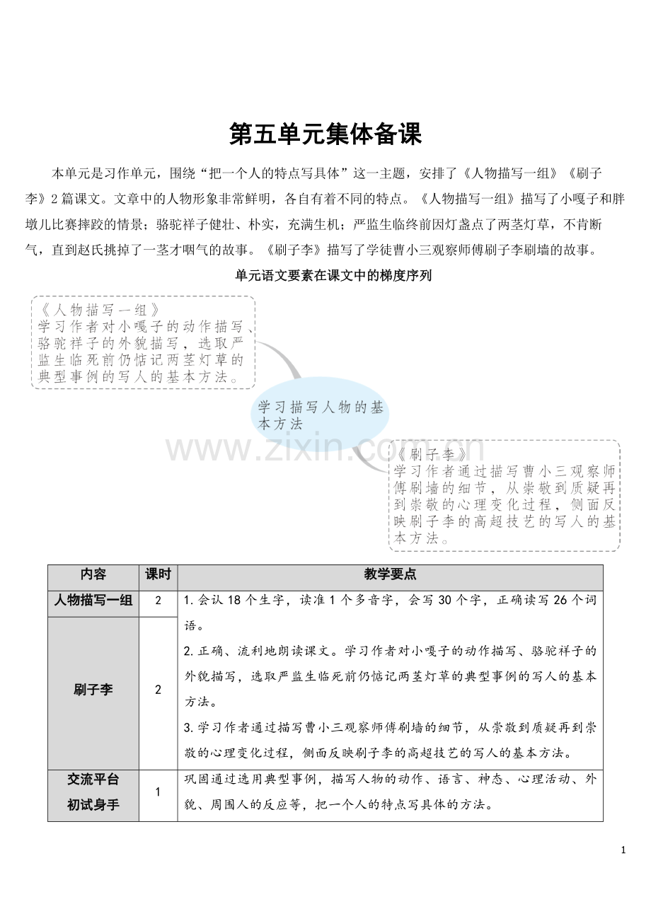 部编版语文五年级下《人物描写一组》教案.doc_第1页