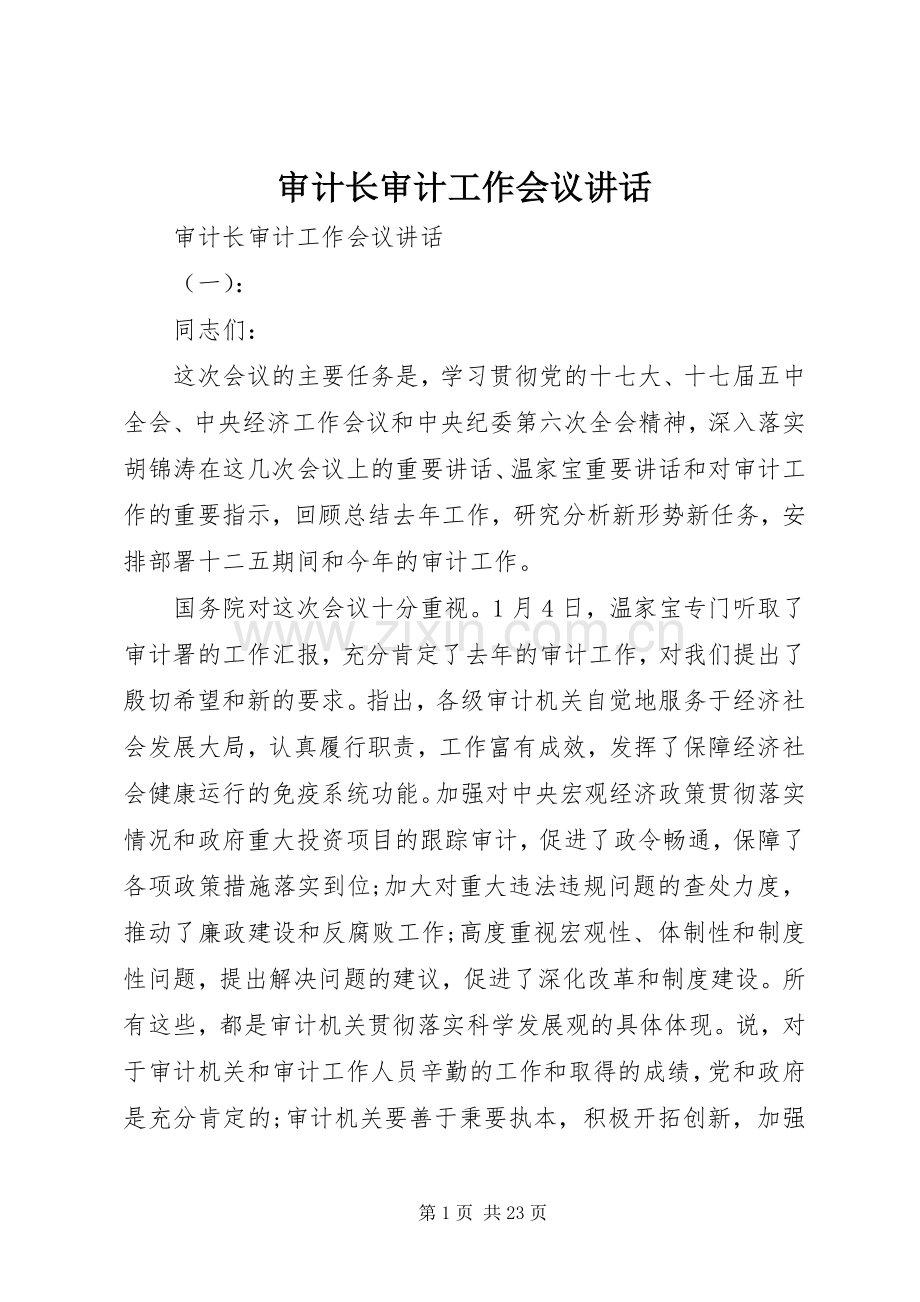 审计长审计工作会议讲话.docx_第1页