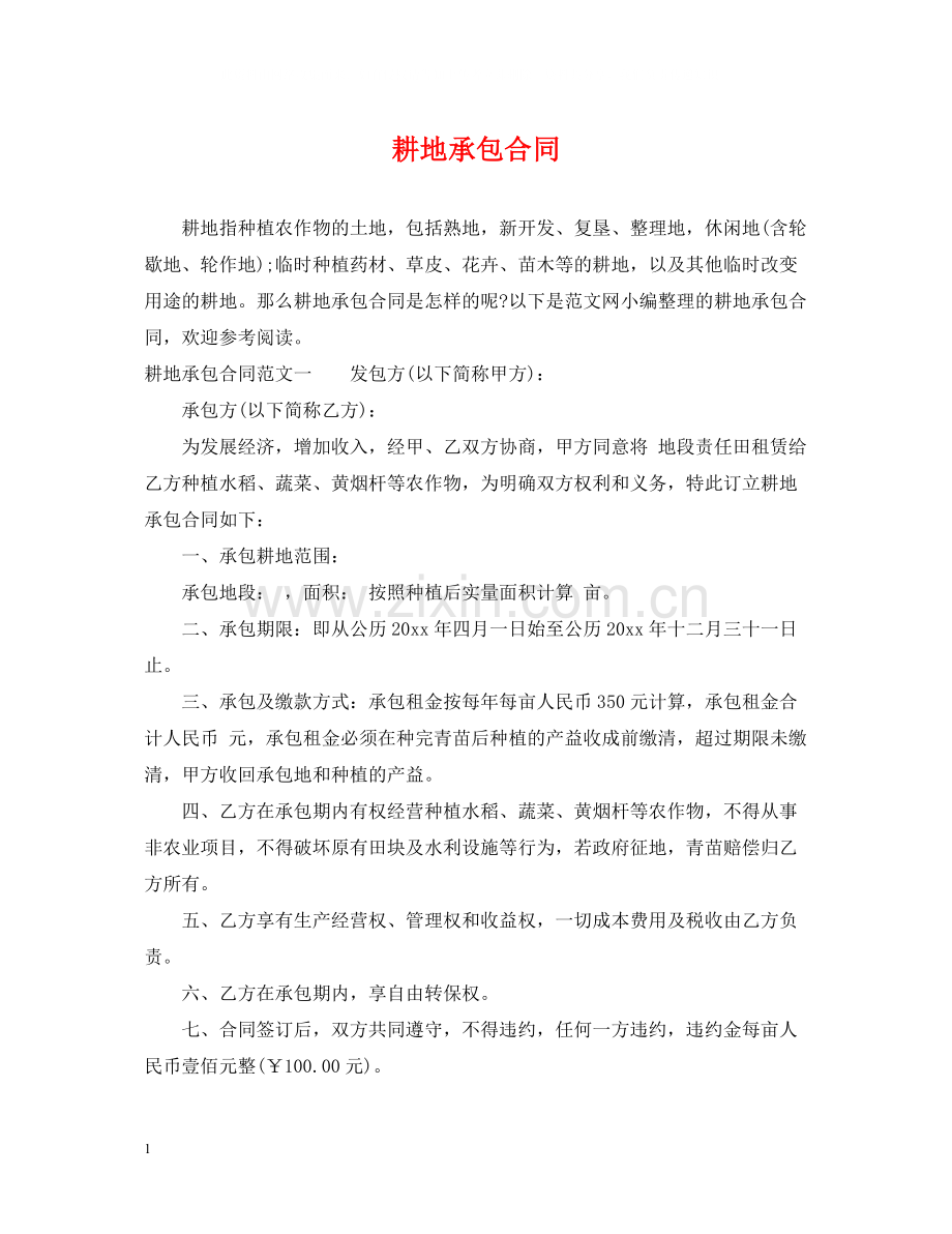 耕地承包合同.docx_第1页