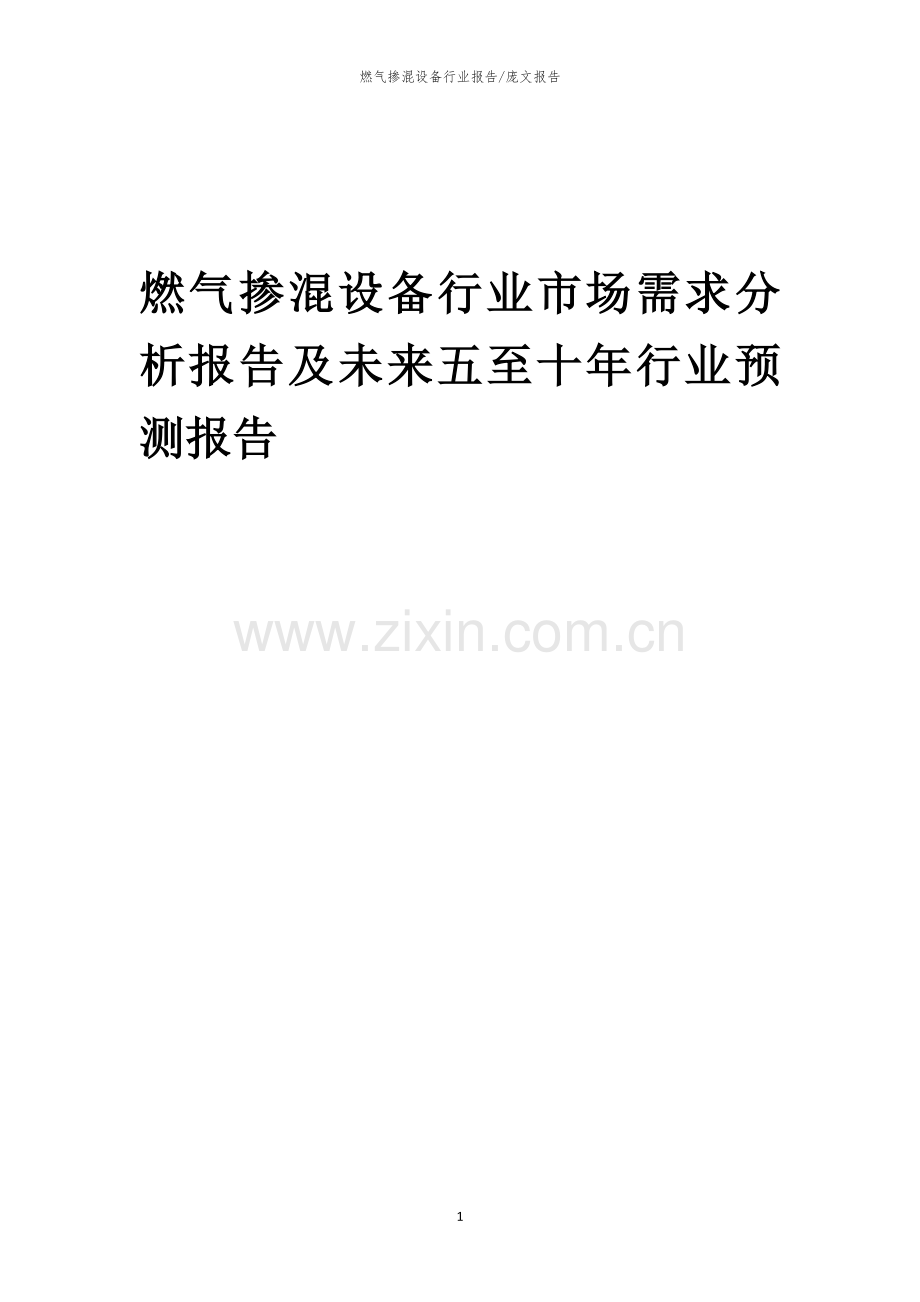 2023年燃气掺混设备行业市场需求分析报告及未来五至十年行业预测报告.docx_第1页