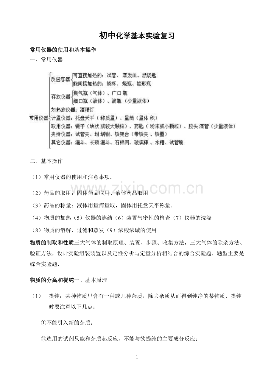 初中化学实验复习资料.doc_第1页