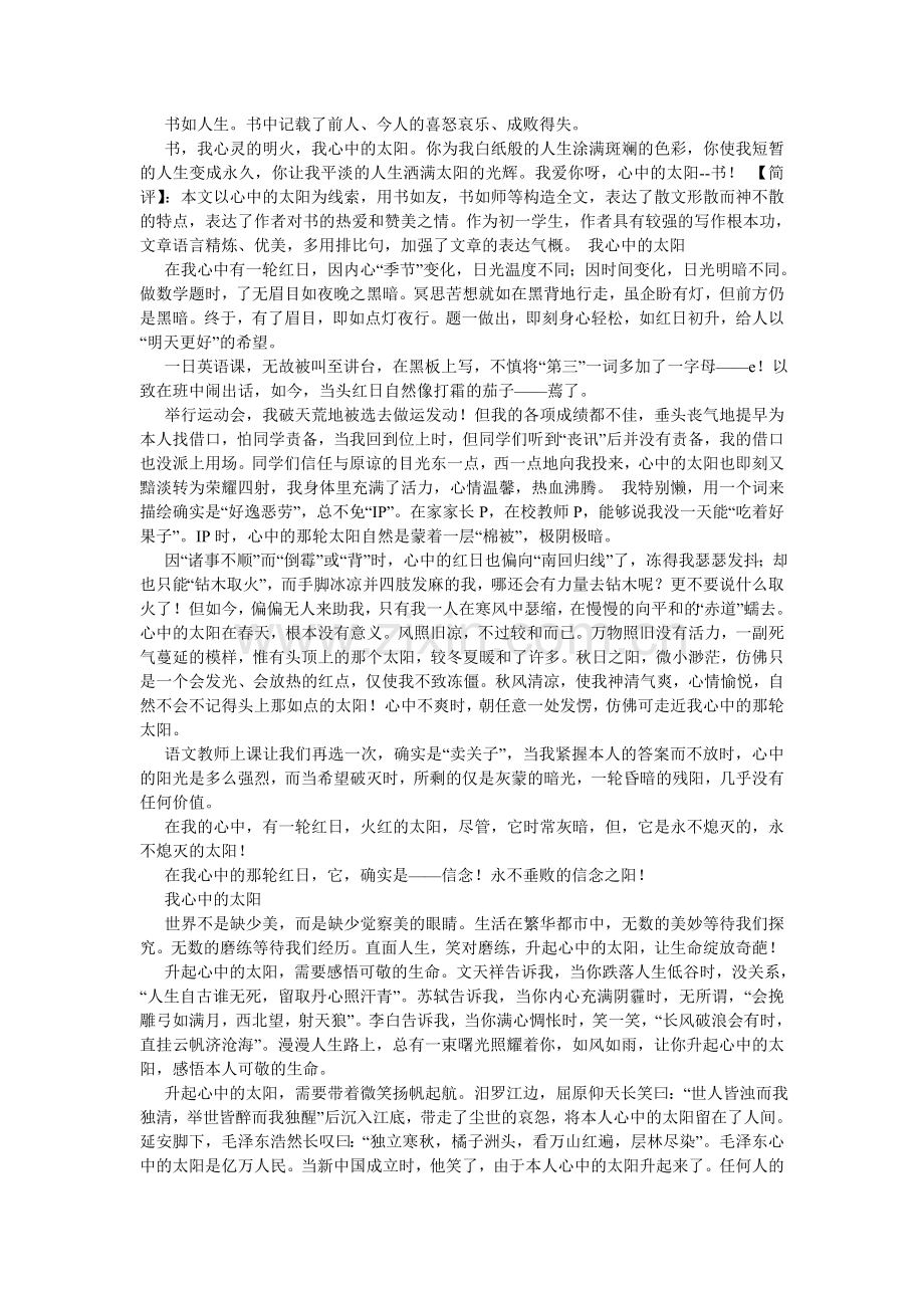 心中的太阳作文600字.doc_第2页