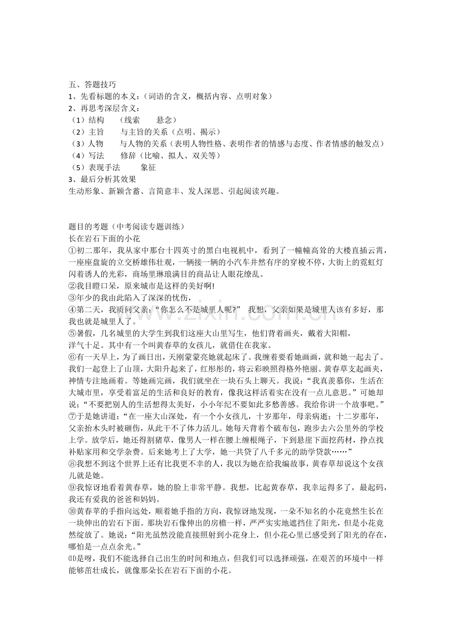 中考阅读题专项训练--“关于题目”.docx_第2页