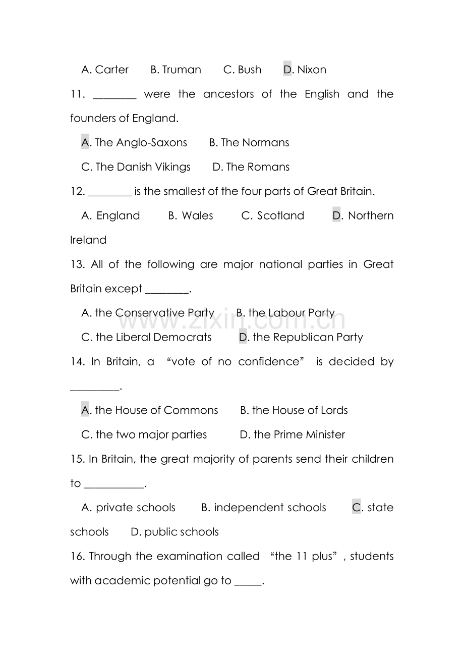 2022年英语国家概况试题库.doc_第3页