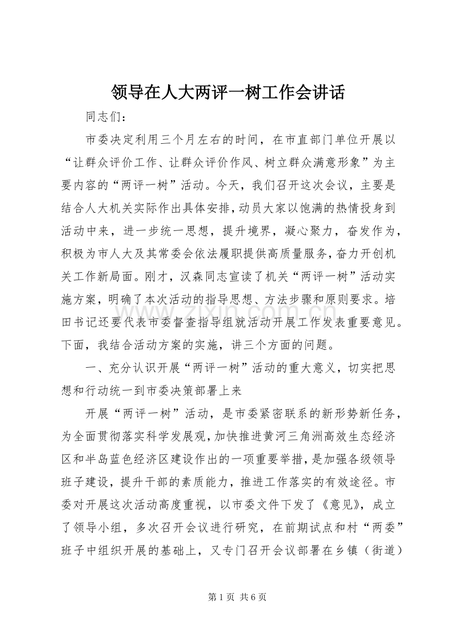 领导在人大两评一树工作会讲话.docx_第1页