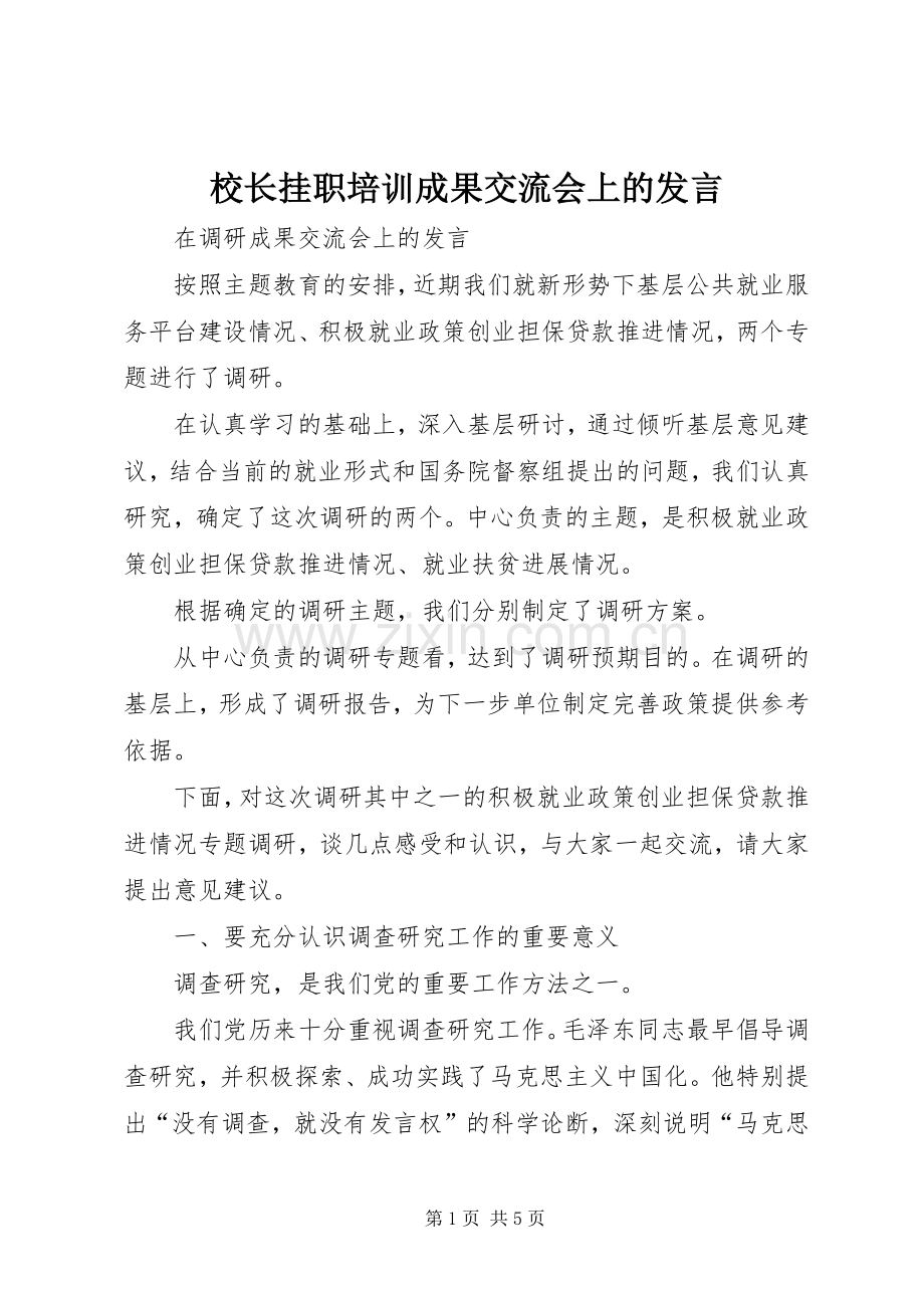 校长挂职培训成果交流会上的发言稿 (2).docx_第1页