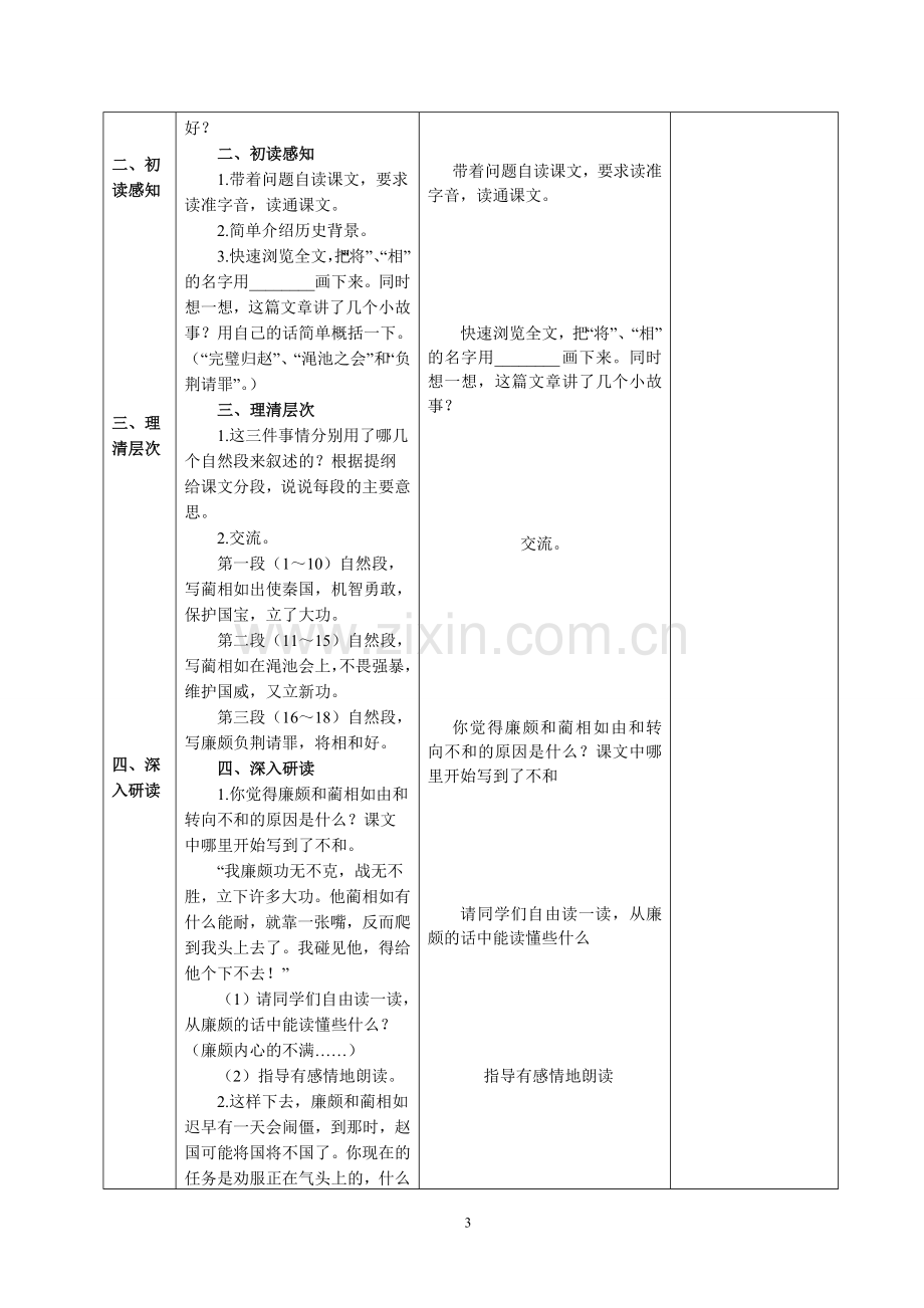 新课标人教版小学语文五年级下册第五、六组教材集体备课教学案(表格式).doc_第3页