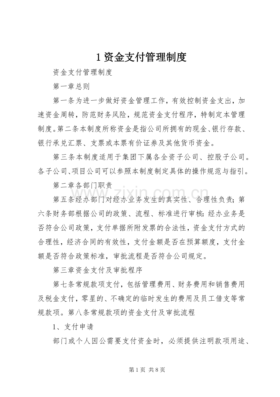 资金支付管理规章制度 .docx_第1页