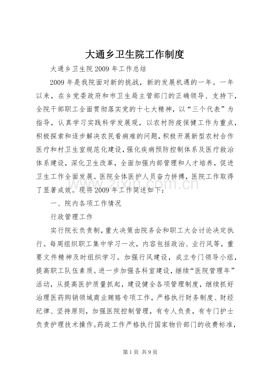 大通乡卫生院工作规章制度 .docx_第1页