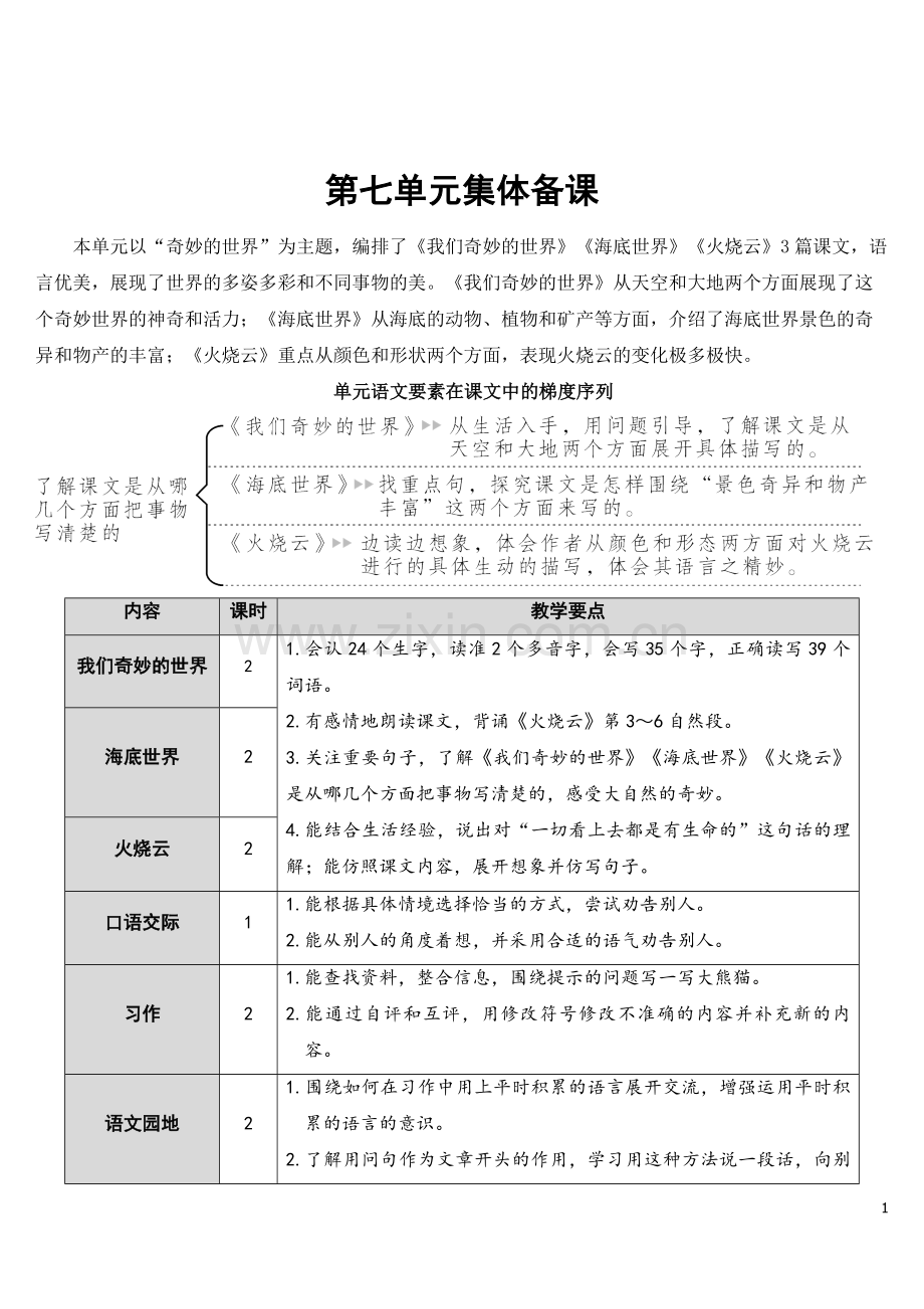 部编人教版三年级语文下册《我们奇妙的世界》教案.doc_第1页