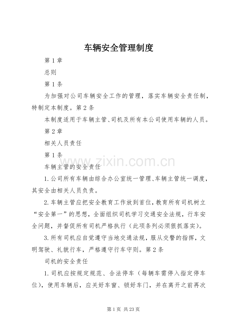 车辆安全管理规章制度细则.docx_第1页