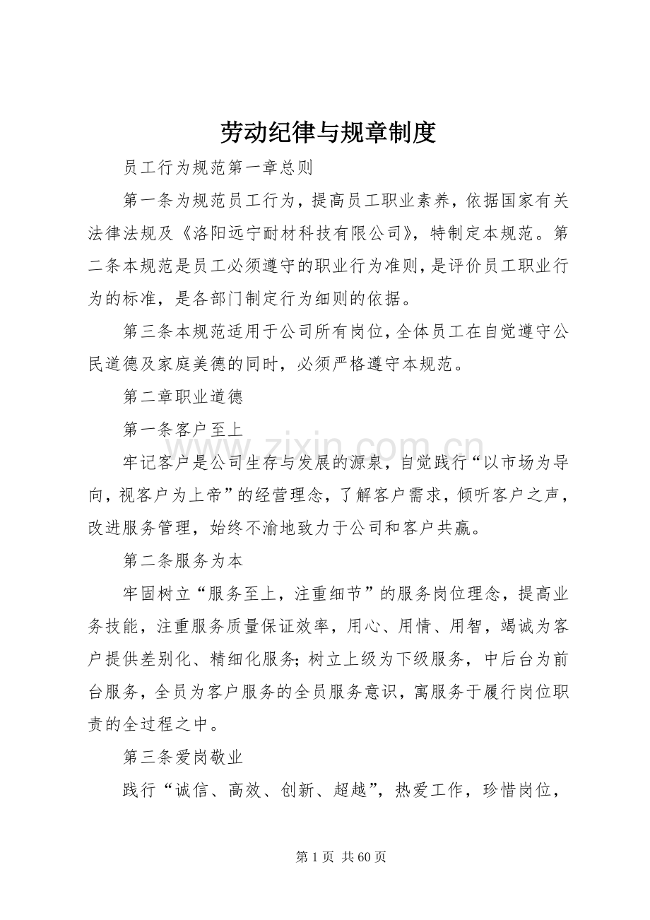 劳动纪律与规章规章制度.docx_第1页